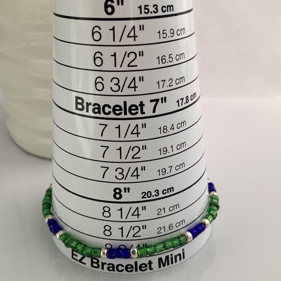 STRETCH Beaded Anklet Green & Blue - Picture 6 of 11